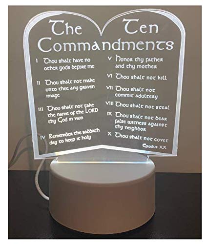 Jismu 3D LED Lamp 10 Commandments Decorative Lamp Best Gift for Him or Her