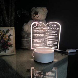 Jismu 3D LED Lamp 10 Commandments Decorative Lamp Best Gift for Him or Her