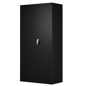 Metal Storage Cabinet,72" Locking Metal Storage Cabinet,with 2 Doors and 4 Adjustable Shelves,for Storage Office,Garage,Home,Classroom,Shop,Pantry(Black)