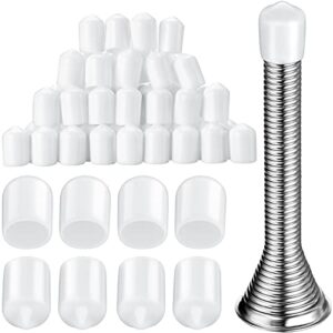 thinkday 100 pieces door stop bumper tips, white silicone door rubber replacement stopper ends 0.35 inch replacement stopper tips caps for door and wall protection