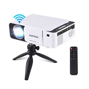 wifi projector, portable outdoor home movie projector for phone laptop usb, 1080p phone projecter for iphone, android, proyector portatil for office video projection with tripod bundle