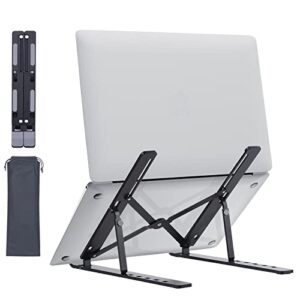 uniwit 6 levels adjustable laptop notebook stand holder,foldable portable aluminum alloy riser laptop holder, ventilated and lightweight compatible for macbook, laptop, notebook computer,tablet(black)