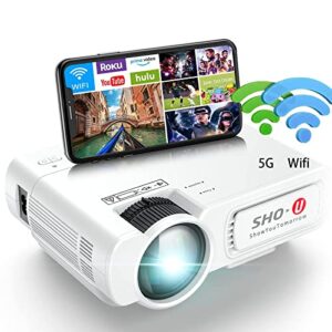 projector portable 5g wifi video-projector [2023 upgraded] movie projector mini projectors 8000:1contrast 9000lumen compatible with full hd 1080p iphone,android,firestick,av,vga,hdmi,usb,tf ‎t5-w800p