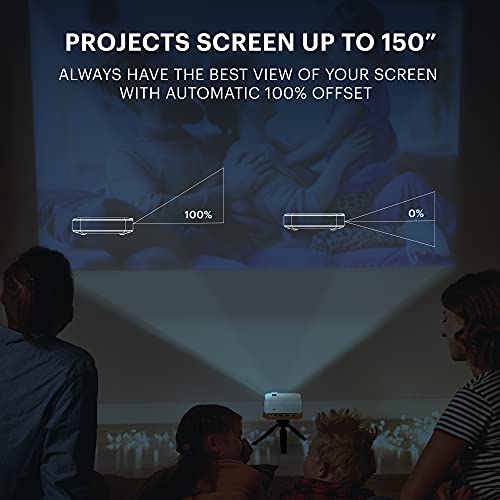 KODAK Luma 400 Portable HD Smart Projector | Wi-Fi, Bluetooth, HDMI & USB Compatible Mini Home Theater System Up to 150” | 720p Native Resolution (4K), 200 ansi Lumens | Tripod Included