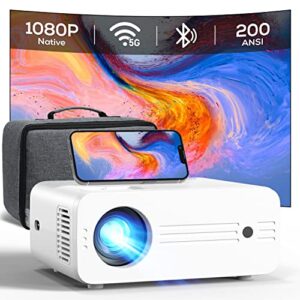 projector with 5g wifi and bluetooth, native 1080p 9000lux izeeker video portable projector with carry bag, 4k support outdoor projector 300” display compatible with ios/android, tv stick, hdmi