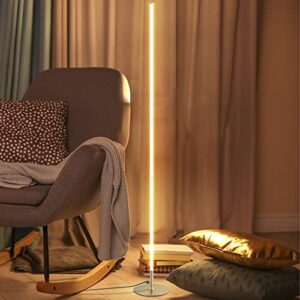 jonathan y jyl7007b iris 59.5″ integrated dimmable led floor lamp modern standing lamp contemporary for bedrooms, living room, office, reading, gold