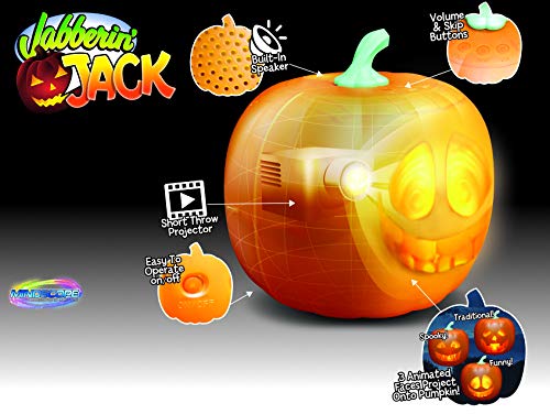 Mindscope Jabberin Jack Talking Animated Pumpkin with Built in Projector & Speaker Plug'n Play