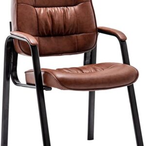BTEXPERT Brown Premium Leather Office Executive Waiting Room Guest/Reception Side Conference Chair Set of 2