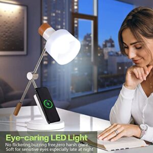 DAUH LED Desk Lamp, Desk Lights for Home Office, Desk Lamp with 15W Wireless Charger, 180° Adjustable Touch Lamp, Applicable to Bedroom Bedside Office Study, 7W, 6500k