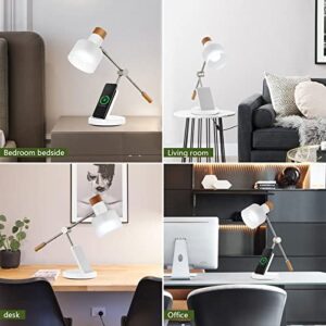 DAUH LED Desk Lamp, Desk Lights for Home Office, Desk Lamp with 15W Wireless Charger, 180° Adjustable Touch Lamp, Applicable to Bedroom Bedside Office Study, 7W, 6500k