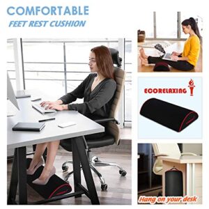 Foot Rest,Footrest for Under Desk at Work,Ecorelaxing Computer Desk Footstool for Home Office and School,Padded Foot Stool Cushion with Non-Slip Surface (Black)