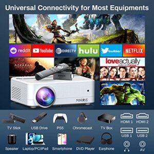 5G WiFi Bluetooth Projector,MINLOVE Native 1080P Home Movie Theater Projector with 100" Screen,450" Display 9800L Full HD Video Projector for Business Ceiling,for HDMI,iOS,Android,TV Stick,PC,PS5,USB