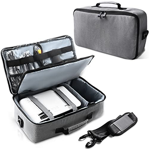 Projector Case, smanic Projector Travel Carrying Bag with Adjustable Shoulder Strap & Compartment Dividers for for Acer, Epson, Benq, LG, Sony (Large)