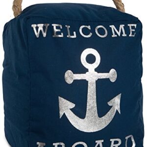 Pavilion Gift Company Open Door Decor - Welcome Aboard Anchor Beach Navy & Silver Door Stopper with Handle, Blue