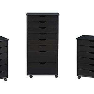 Linon Six Drawer Rolling Storage Corinne Cart, Black 6