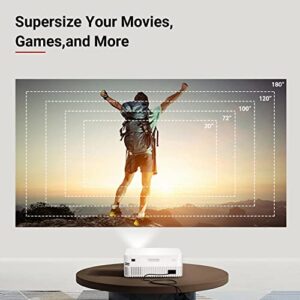 Mini Projector,Hasatek Projector with WiFi and Bluetooth，Projector 4K Support，Portable Projector for Home Theater Outdoor Movie Projector with HDMI USB Interfaces for TV Stick, iOS, Android，PC，Tablet