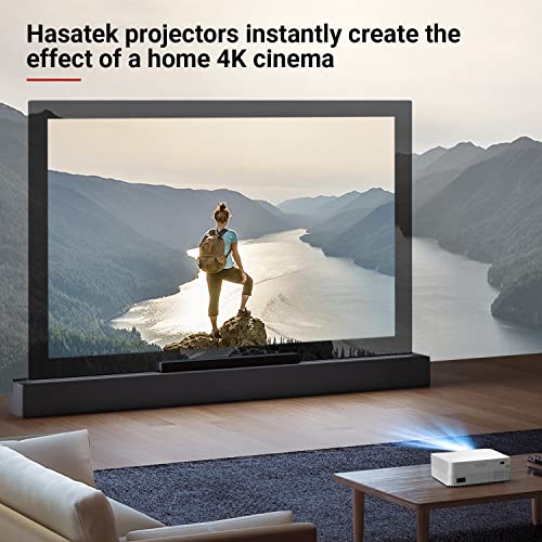 Mini Projector,Hasatek Projector with WiFi and Bluetooth，Projector 4K Support，Portable Projector for Home Theater Outdoor Movie Projector with HDMI USB Interfaces for TV Stick, iOS, Android，PC，Tablet