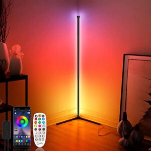 hizpo rgb dimmable floor lamp corner lights,25w 150 led beads color changing standing lamps with bluetooth smart app romote control,music sync/timing atmosphere lamp for living room bedroom