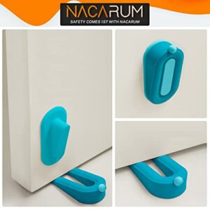 Door Stoppers With Holder | Rubber Security Wedge for Bottom of Door on Carpet, Concrete, Tile, Linoleum & Wood - Heavy Duty Door Stop - Aesthetic Office Accessories & Home Improvement | Blue - 1 Pack