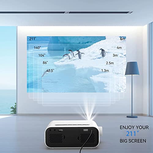 Mini Projector, 1080P HD Portable Projector Outdoor Home Theater Movie Projector with HDMI/USB/SD/AV for iOS/Android/Windows/PS5/Computer/TV (no WiFi)