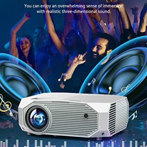 YOWHICK Projector with 5G WiFi Bluetooth, Native 1080P 10000 Lumen HD Outdoor Video Projector Support 4K, Home Theater Movie Projector Compatible with HDMI, VGA, USB, Laptop, iOS Android Phone, White