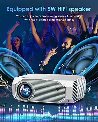 YOWHICK Projector with 5G WiFi Bluetooth, Native 1080P 10000 Lumen HD Outdoor Video Projector Support 4K, Home Theater Movie Projector Compatible with HDMI, VGA, USB, Laptop, iOS Android Phone, White