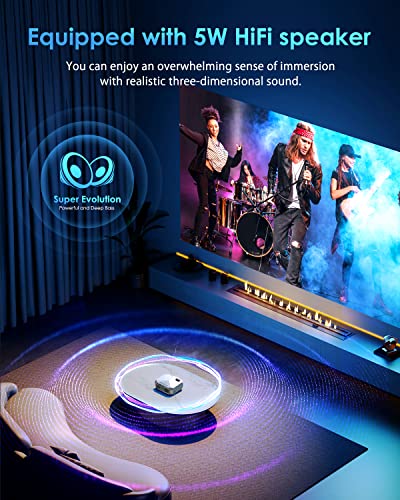 YOWHICK Projector with 5G WiFi Bluetooth, Native 1080P 10000 Lumen HD Outdoor Video Projector Support 4K, Home Theater Movie Projector Compatible with HDMI, VGA, USB, Laptop, iOS Android Phone, White