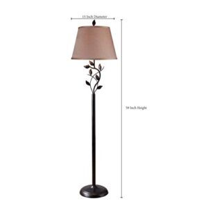 Kenroy Home 32240ORB Ashlen Floor Lamp with Oil Rubbed Bronze Finish, Rustic Style, 58.75" Height, 15" Width, 15" Depth