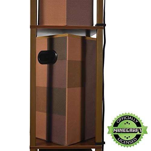 Robe Factory LLC Minecraft Brownstone Torch 5-Foot Standing Floor Lamp and Storage Unit | Includes 3 Cube Organizer Storage Bins