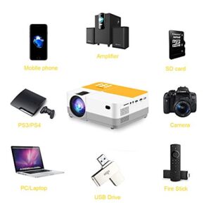 TUREWELL Mini Projector, Portable Outdoor Video Projector with 7500 Lumens, 1080P Full HD Office and Home Theater Movie Projector, Compatible with iOS/Android Phone/Laptop and USB/VGA /HDMI