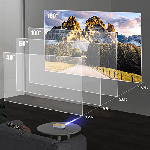 TUREWELL Mini Projector, Portable Outdoor Video Projector with 7500 Lumens, 1080P Full HD Office and Home Theater Movie Projector, Compatible with iOS/Android Phone/Laptop and USB/VGA /HDMI