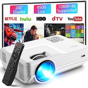 iolieo projector, 2023 upgraded portable video projectors,full hd 1080p and 240” supported,100000hours multimedia home theater movie mini projector,compatible with hdmi,usb,vga,av,laptop,smartphone