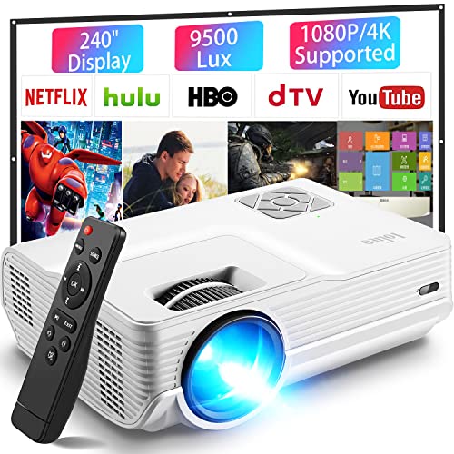 Iolieo Projector, 2023 Upgraded Portable Video Projectors,Full HD 1080P and 240'' Supported,100000Hours Multimedia Home Theater Movie Mini Projector,Compatible with HDMI,USB,VGA,AV,Laptop,Smartphone