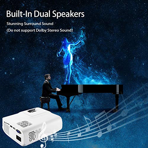 Iolieo Projector, 2023 Upgraded Portable Video Projectors,Full HD 1080P and 240'' Supported,100000Hours Multimedia Home Theater Movie Mini Projector,Compatible with HDMI,USB,VGA,AV,Laptop,Smartphone