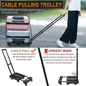 ITHWIU 500 LB Heavy Duty Folding Hand Truck with 6 Wheels Solid Construction Compact and Utility Luggage Cart for Luggage/Personal/Shopping/Auto/Moving & Office Use – Stretchable, Black