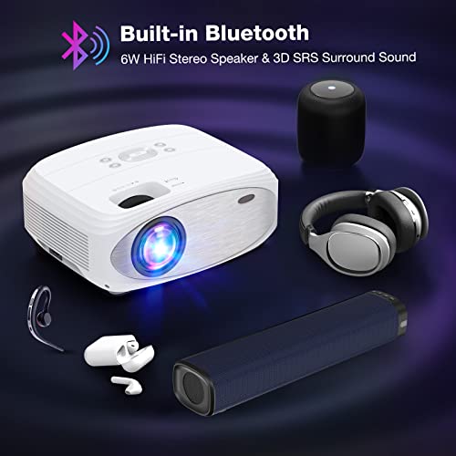 Projector, HOWWOO Projector with WiFi and Bluetooth 9000L Native 1080P Full HD Mini Projector with 100″ Screen, 300" Display Outdoor Movie Projector with Zoom, Compatible with TV Stick Phone Laptop