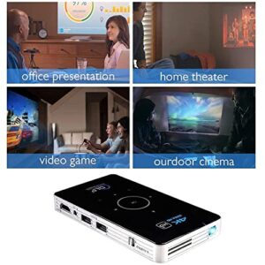Android Smart DLP Mini Projector,4K LED 1080P WiFi Bluetooth Pocket Projector HD Home Theater Movie Family Cinema, Support WiFi/HDMI/Bluetooth/USB/TF Card/Audio Cable incluidng Tripod Stand