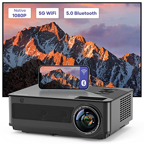 WiFi Bluetooth Projector - 1080P Native HD Projector Outdoor Movie Projector Support 300" Screen, FANGOR 6" TFT Panel Home Theater Video Projector with HiFi Stereo for Smartphone, DVD, Laptop, PS4