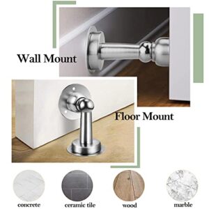 Magnet Door Stop, Stainless Steel Door Stopper in Brushed Nickel for Wall or Floor Mount with Screws or Double-Sided Adhesive Tape No Drilling Hold Your Door Open COCIVIVRE (4 Pack Silver)