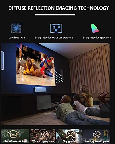 4k Projector HD 1200ANSI Portable Projector, 3D Projector All-in-one Lift, 300-inch Giant Screen Projector, Indoor and Outdoor use is Very Convenient (Space Gray)