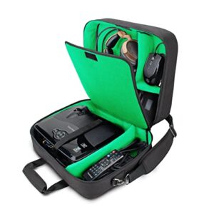 USA Gear Projector Case - Projector Bag Compatible with DBPOWER, ViewSonic PJD5134, Dr. J HI-04, PVO Portable Projector and More Movie Projector - Scratch Resistant & Customizable Interior (Green)