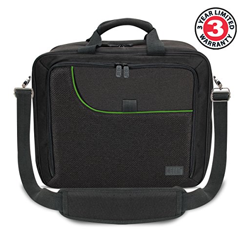 USA Gear Projector Case - Projector Bag Compatible with DBPOWER, ViewSonic PJD5134, Dr. J HI-04, PVO Portable Projector and More Movie Projector - Scratch Resistant & Customizable Interior (Green)