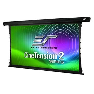 elite screens cinetension 2, 110-inch diagonal 16:9, 4k/8k tab-tensioned electric drop down projection projector screen, te110hw2