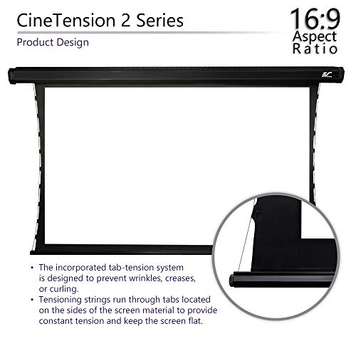 Elite Screens CineTension 2, 110-inch Diagonal 16:9, 4K/8K Tab-Tensioned Electric Drop Down Projection Projector Screen, TE110HW2