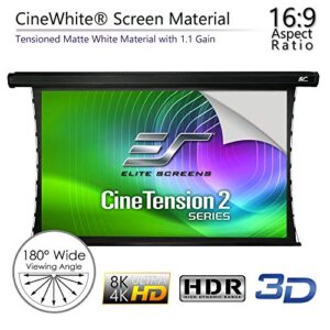 Elite Screens CineTension 2, 110-inch Diagonal 16:9, 4K/8K Tab-Tensioned Electric Drop Down Projection Projector Screen, TE110HW2