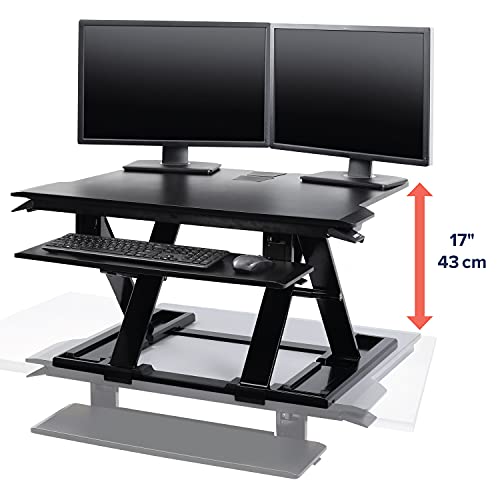 Ergotron – WorkFit-TX Standing Desk Converter, Dual Monitor Sit Stand Ergonomic Desk Riser for Tabletops – 32 Inch Width, Black