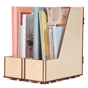 2pcs wooden magazine organizer, wooden vertical desk organizer magazine rack, magazine file holder organizer, desktop file organizer, magazine file holder – perfect for office, home, school, libraries