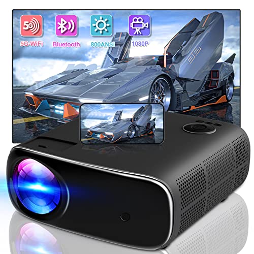 Projector with WiFi and Bluetooth,5G Native 1080P Movie Projector 4K Supported[Projector Carry Bag Included],300" Display 800 ANSI Home Theater Compatible with HDMI/USB/VGA/AV/TV Stick/Laptop