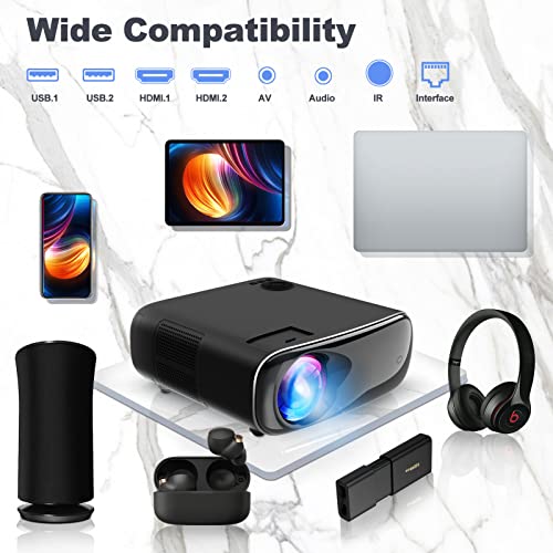 Projector with WiFi and Bluetooth,5G Native 1080P Movie Projector 4K Supported[Projector Carry Bag Included],300" Display 800 ANSI Home Theater Compatible with HDMI/USB/VGA/AV/TV Stick/Laptop