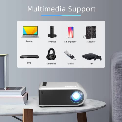 Kolexa Portable WiFi Projector 1080P, Mini Projector for iPhone, Home Theater Movie Projector Compatible with iOS, Android Systems, Laptop, DVD, TV Stick, HDMI, USB